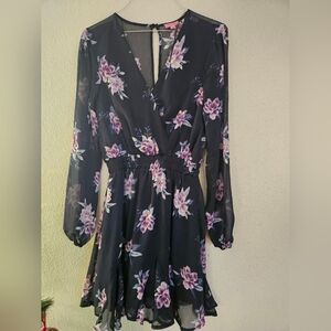 Floral Dark Blue Cocktail Dress